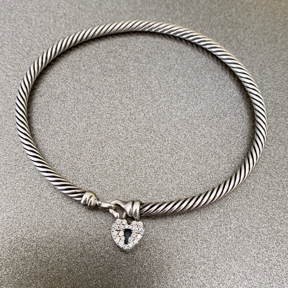 David Yurman heart charm bracelet. Lightly worn